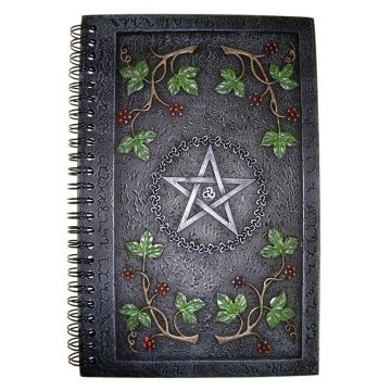 Nemesis Now Wiccan Book of Shadows Witch Spells Pentagram, resin, spiral