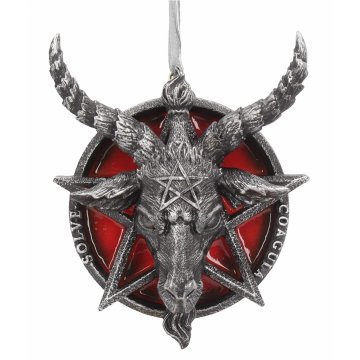 Nemesis Now Baphomet Head Red Pentagram Hanging Ornament dekors